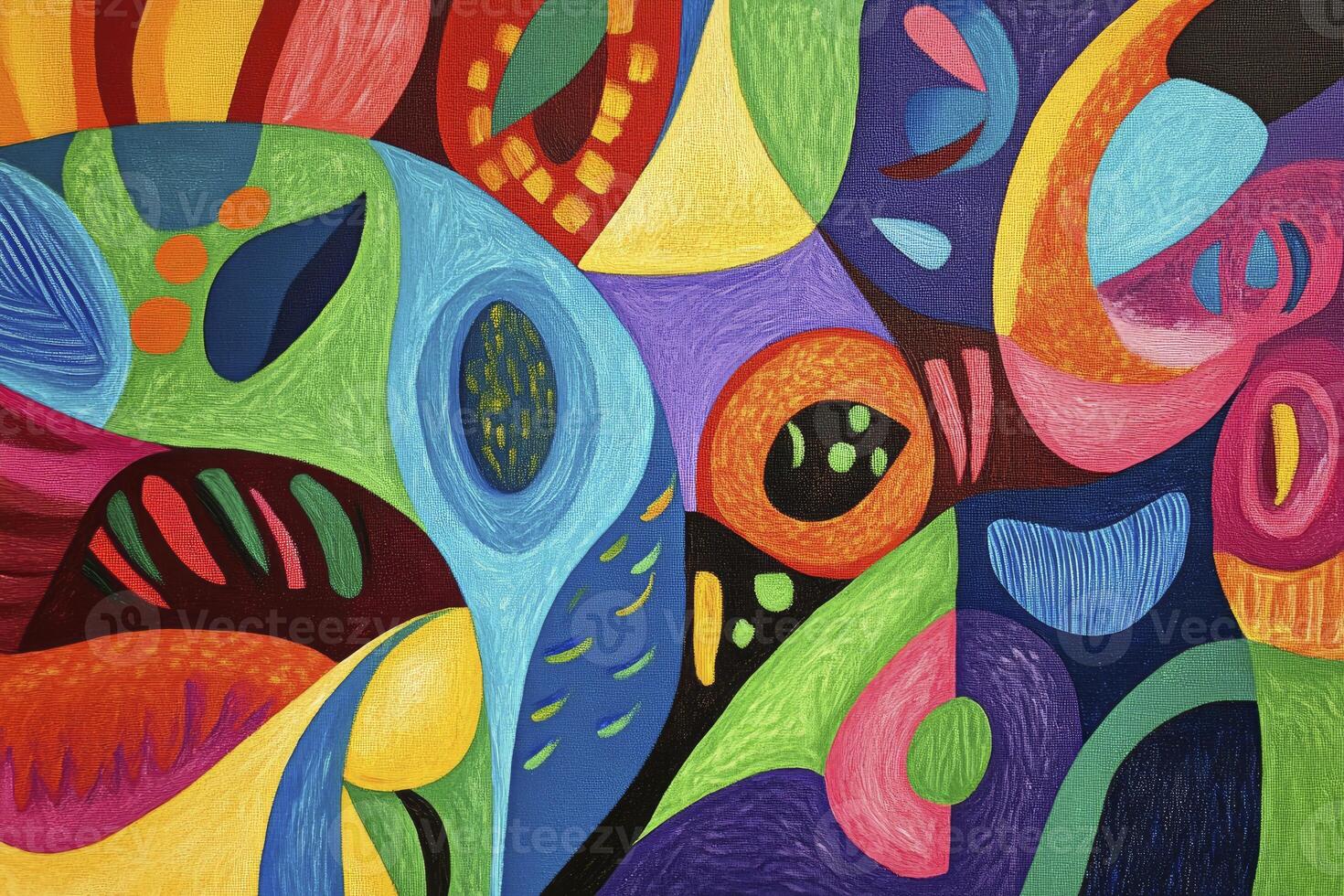 Abstract Painting Featuring Colorful Shapes and Bold Lines for Creative Projects photo