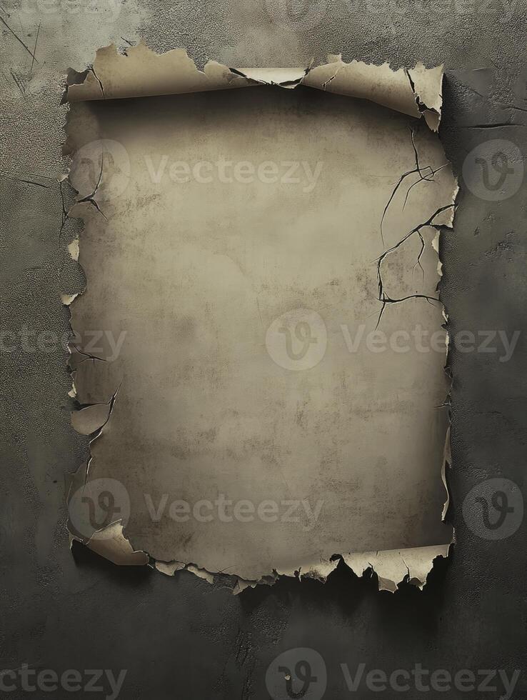 Aged Parchment Paper on Concrete Wall Texture for Background Overlay photo