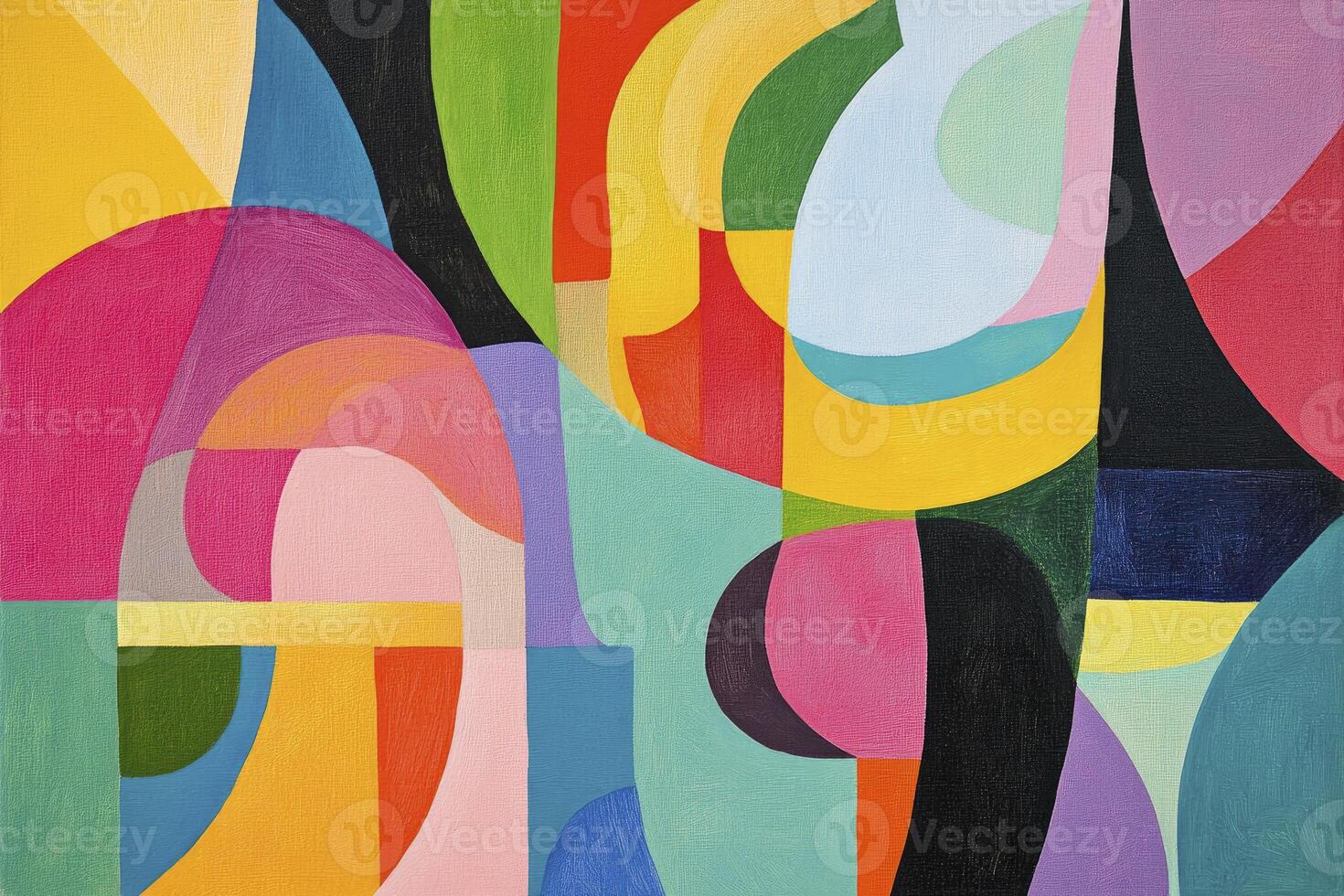 Abstract Painting with Bold Geometric Shapes and Vibrant Color Palette photo