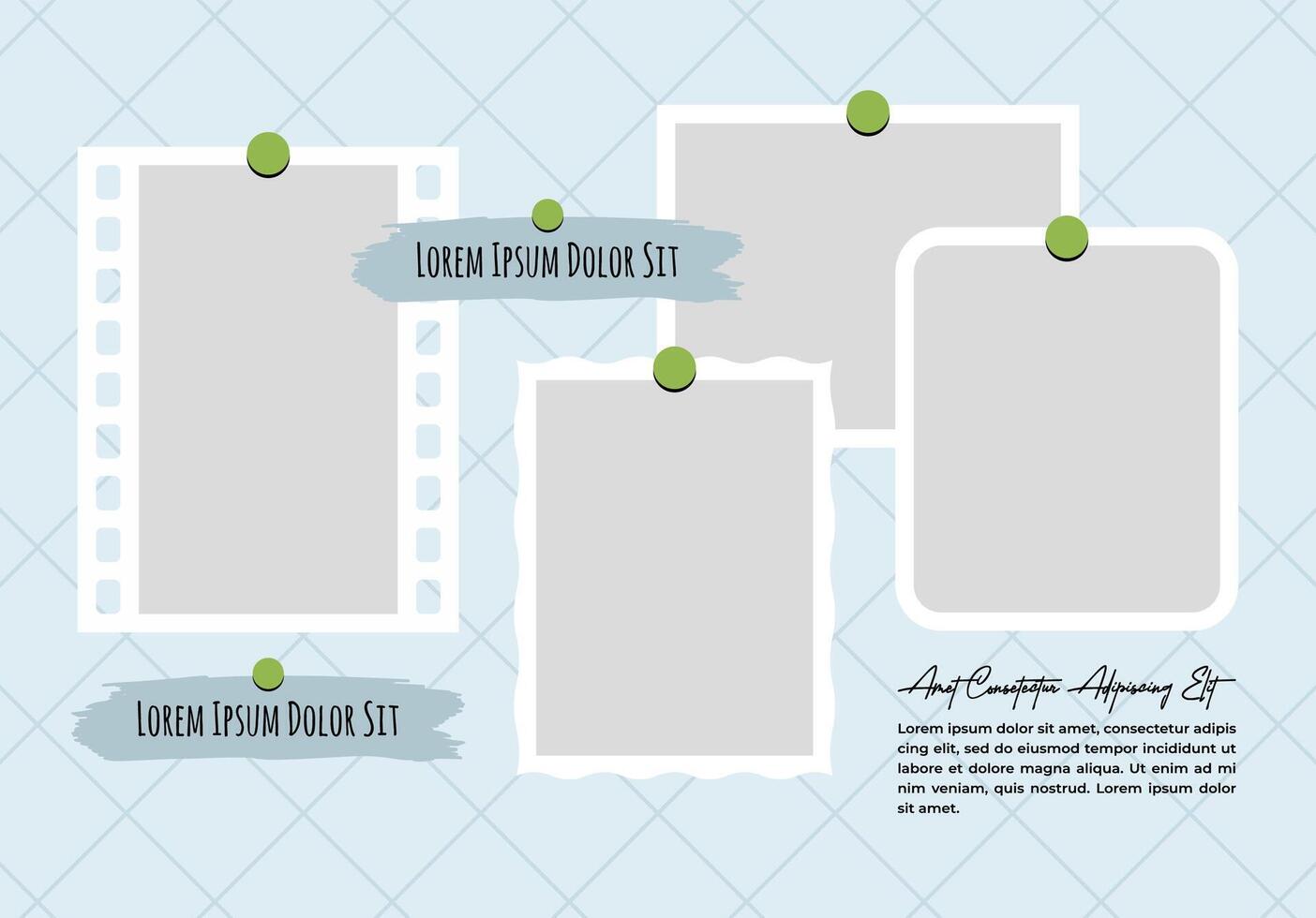 Picture or photos Collage grid photo effect template design vector
