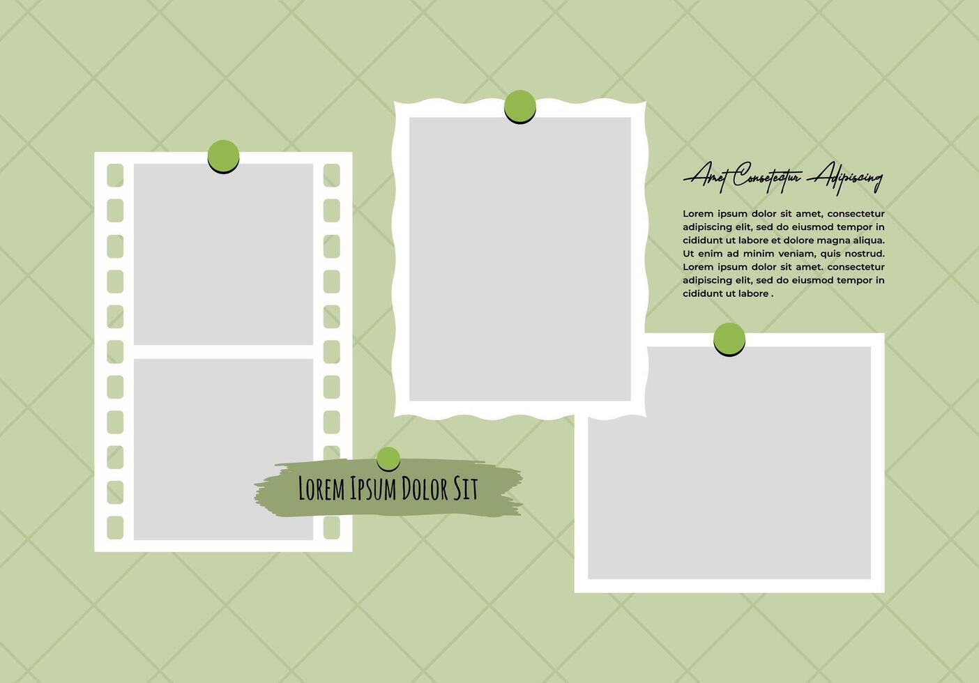 Design moodboard Picture Untidy photo frame collage vector