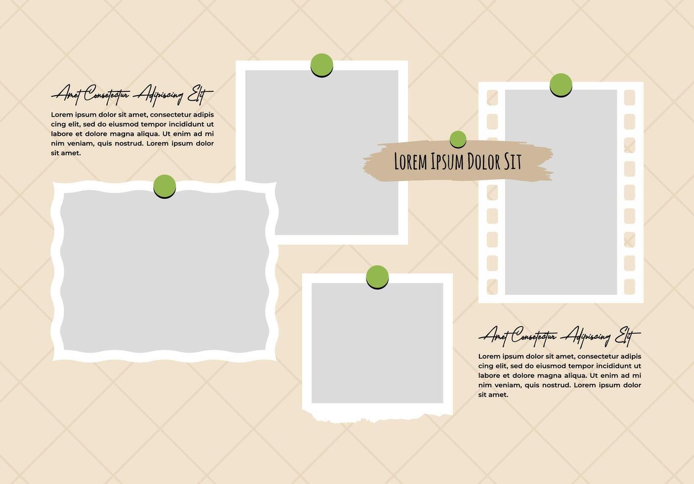 Design Blank Picture photo Collage grid photo effect template design vector