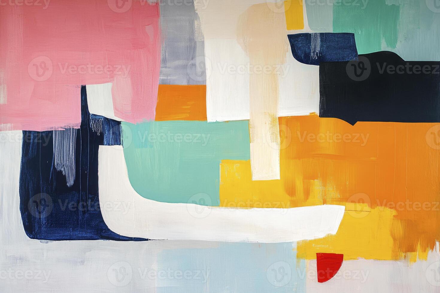 Abstract Painting with Colorful Geometric Shapes and Dynamic Composition photo