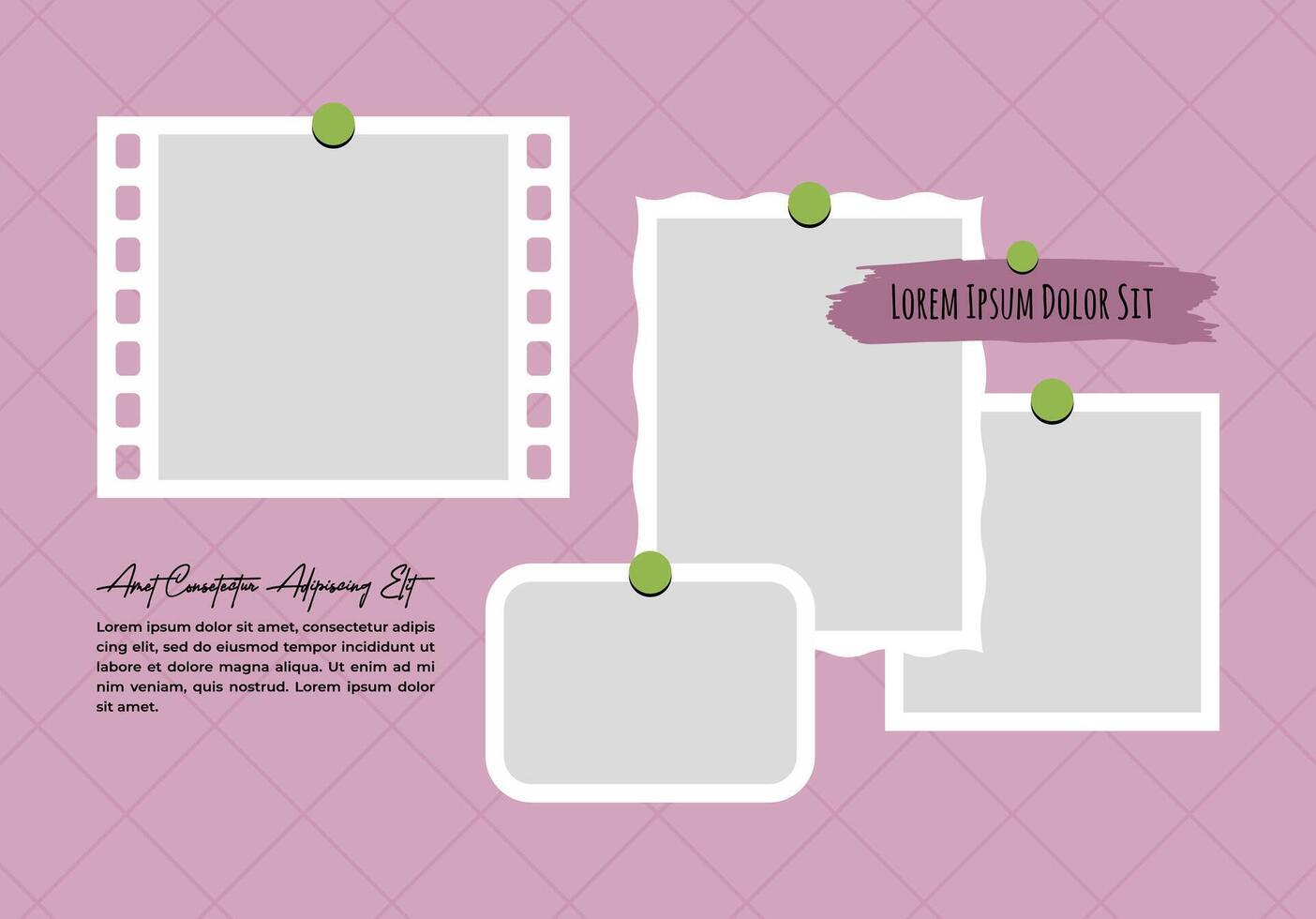 Picture or photos Collage grid effect overlay vector