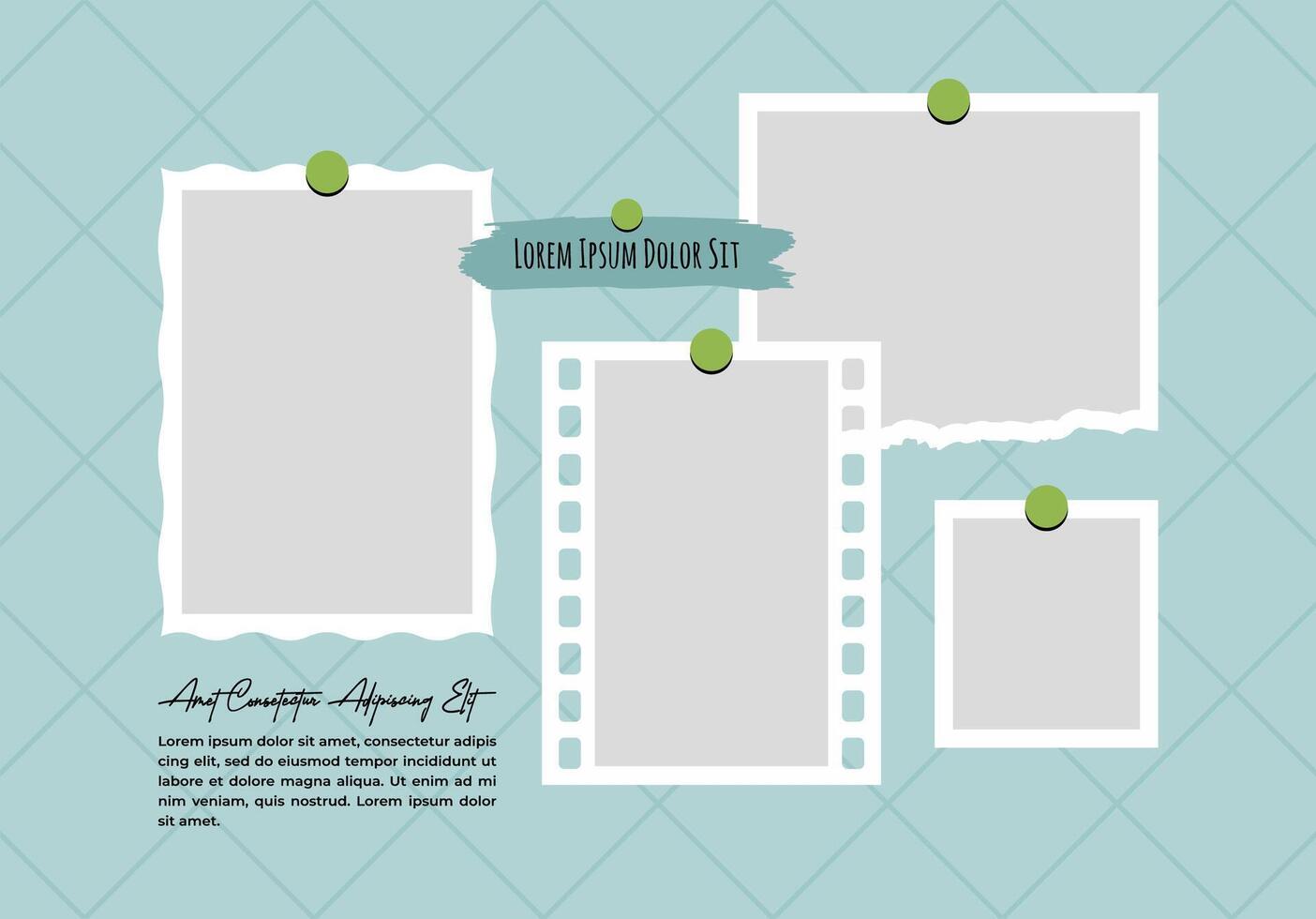 Blank Pictures or photos frame collage layout abstract photo frames and digital photo wall template vector