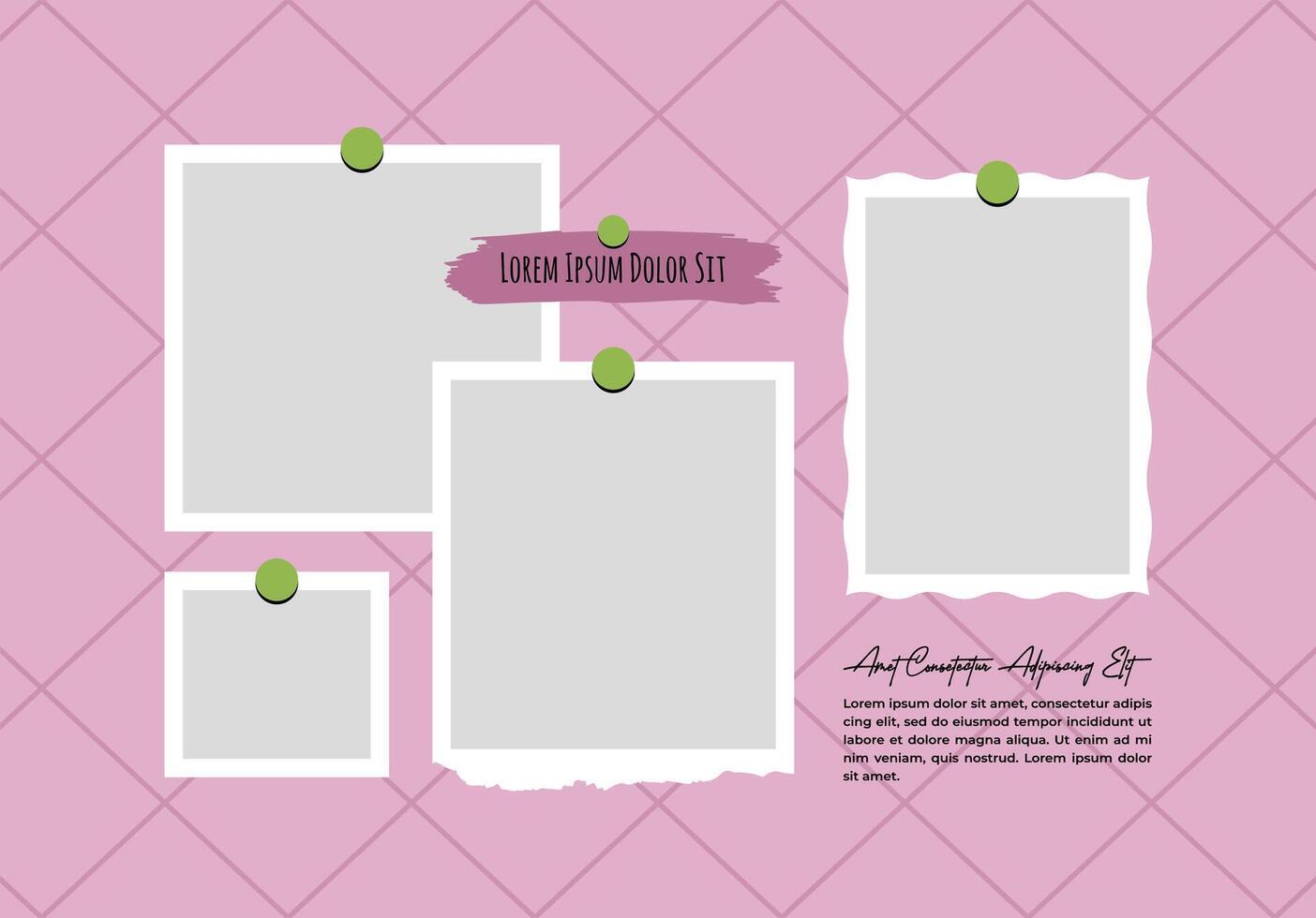 Moodboard Pictures or photos frame collage template vector
