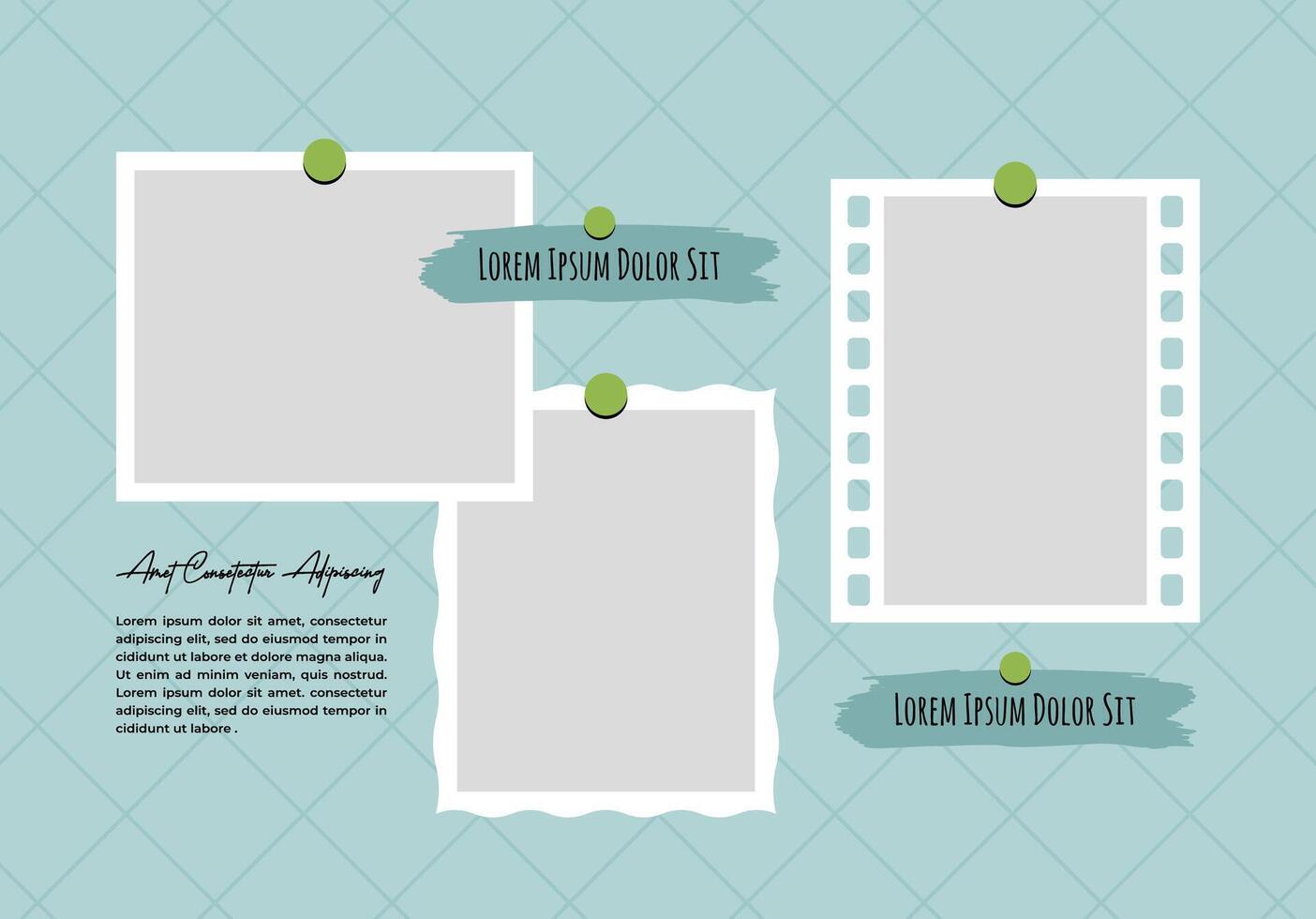 Design frame Picture Collage photo template design vector