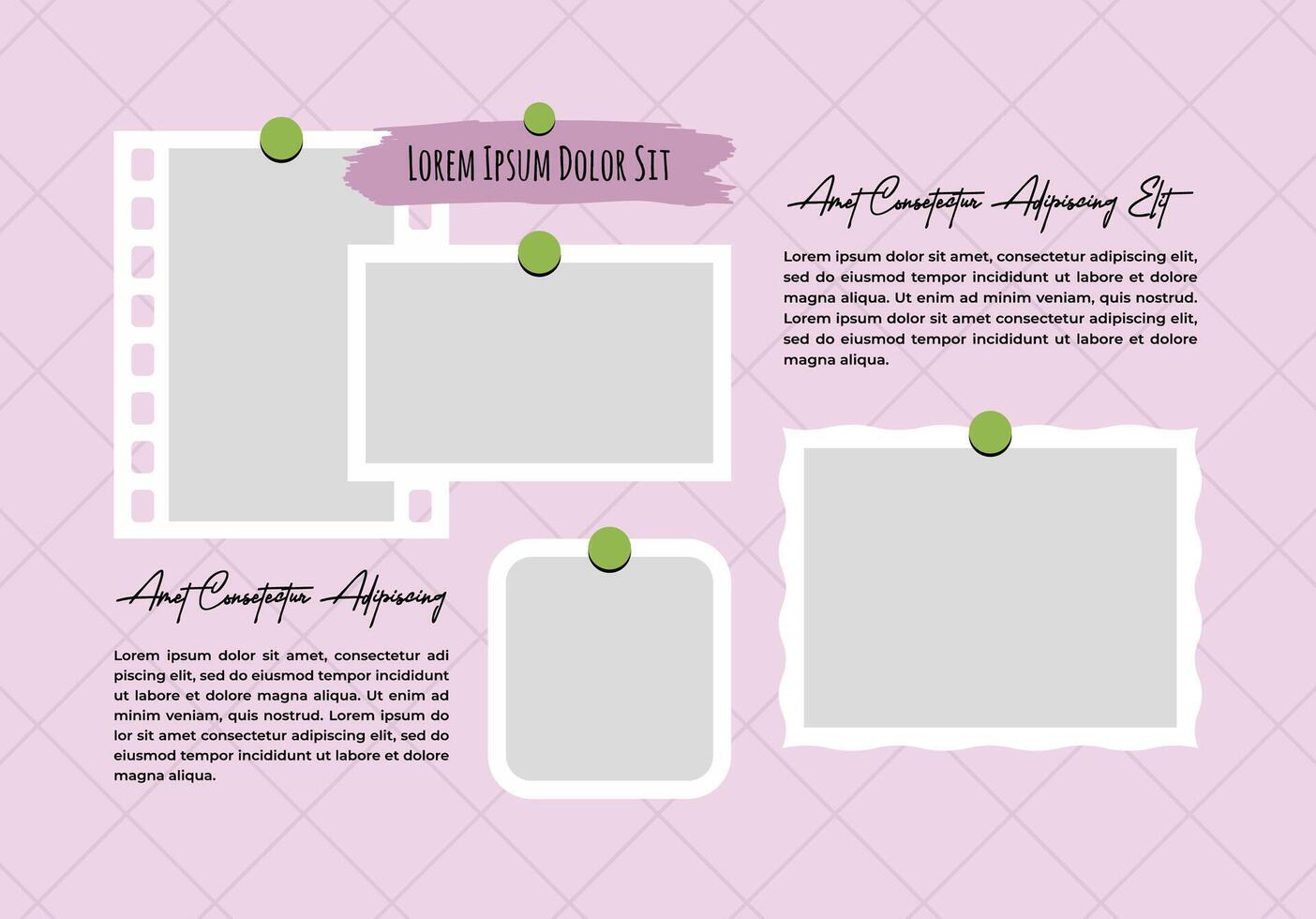 Picture photos grid digital photo collage design template vector