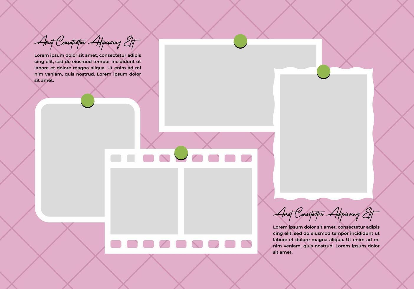 Design moodboard Picture Photo frame collage modern concept template vector