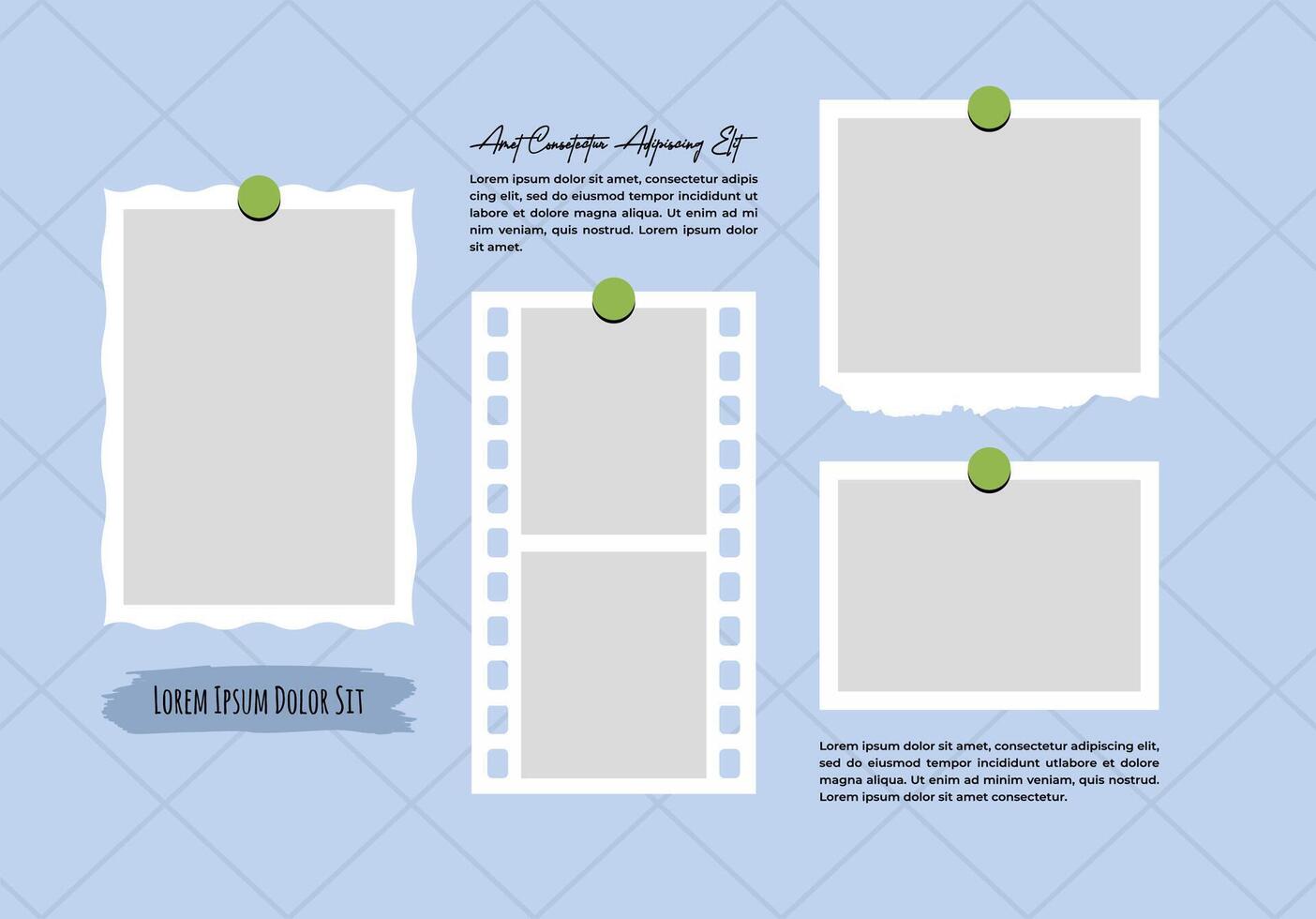 Picture photo comics page grid layout abstract photo frames and digital photo wall template vector