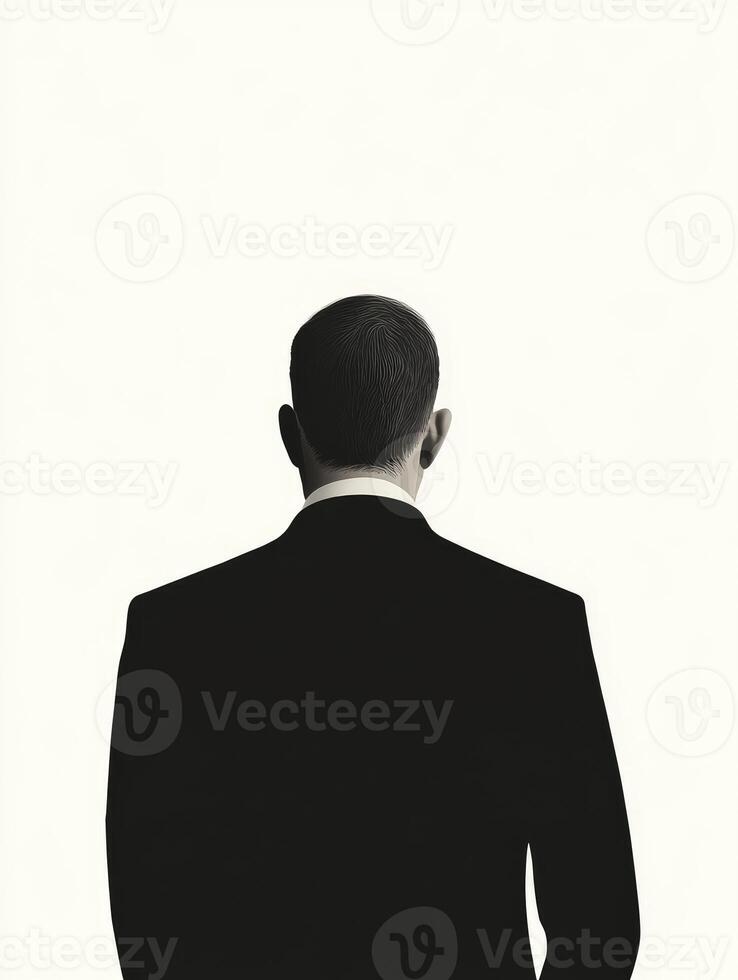 Man in Suit Standing with Back Facing Minimalist Business Concept photo