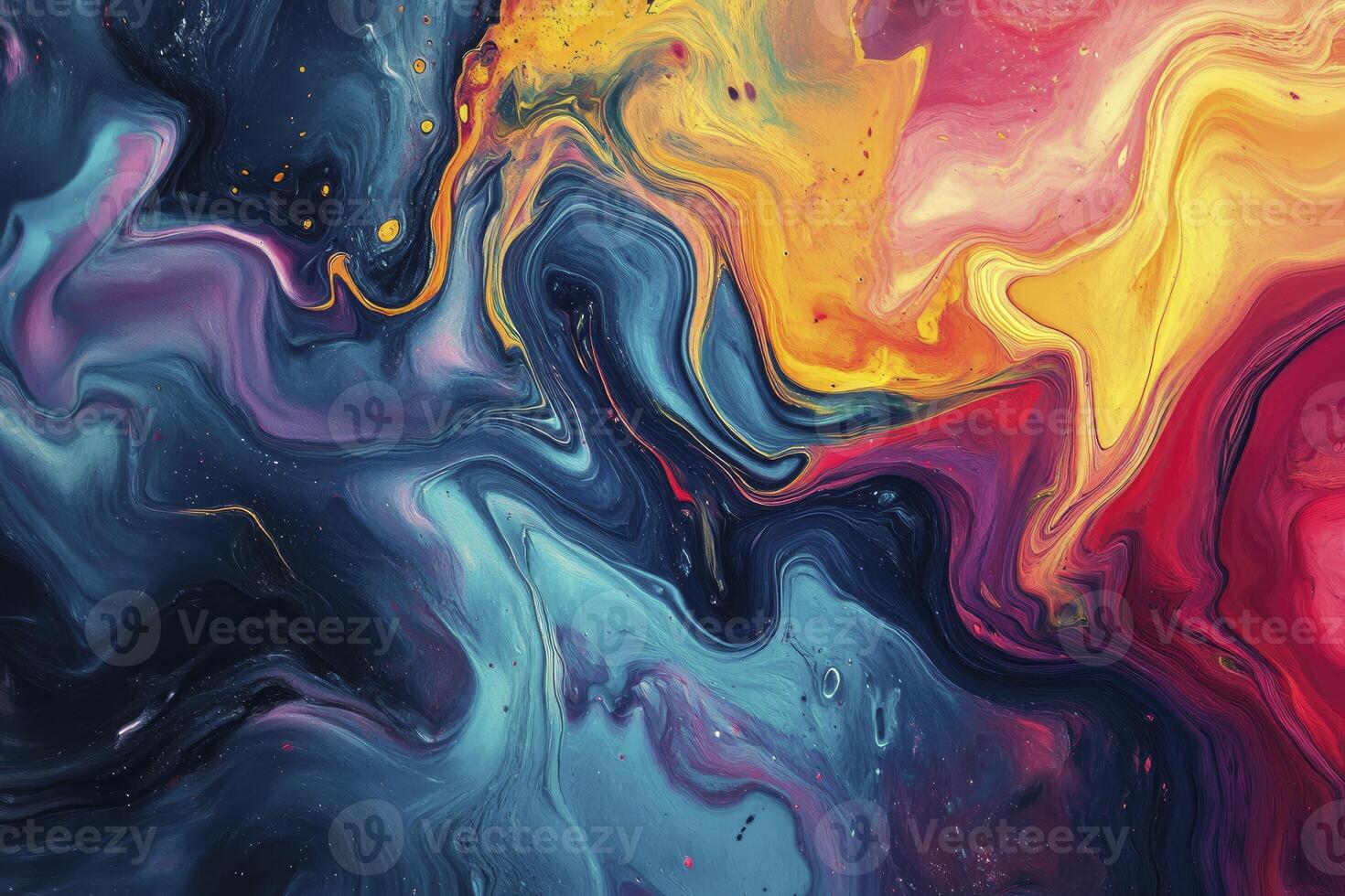 Abstract Swirling Paint Background with Blue Yellow and Red Colors photo