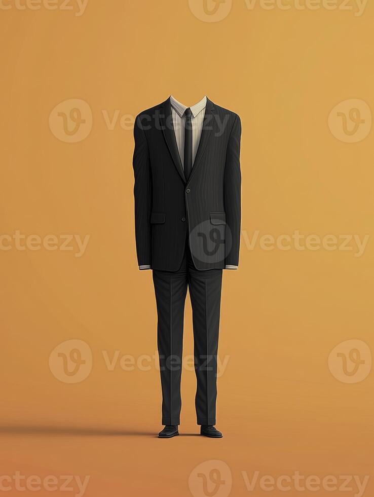 Standing Business Suit with Shirt and Tie on Orange Background photo
