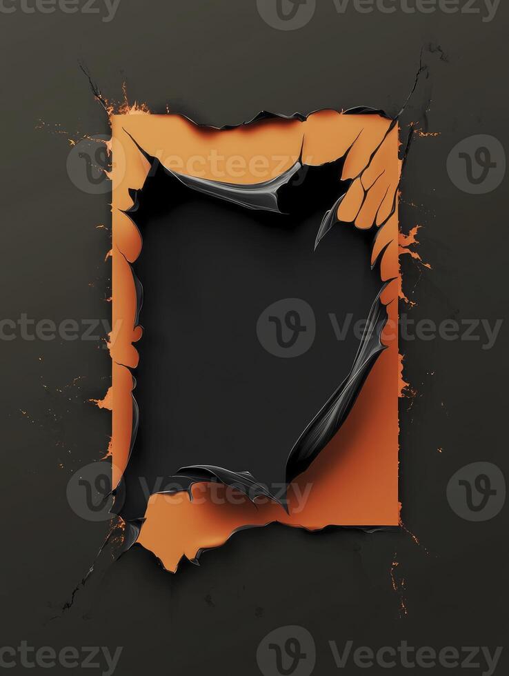 Abstract Peeling Layer Reveals Hidden Orange Color Against a Black Background photo
