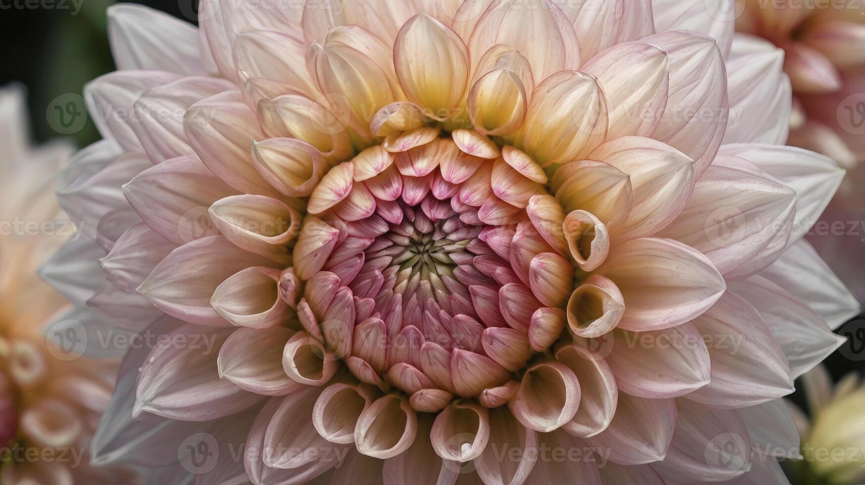 Close-up of Dahlia Flower Exhibiting Delicate Petals and Intricate Floral Details photo