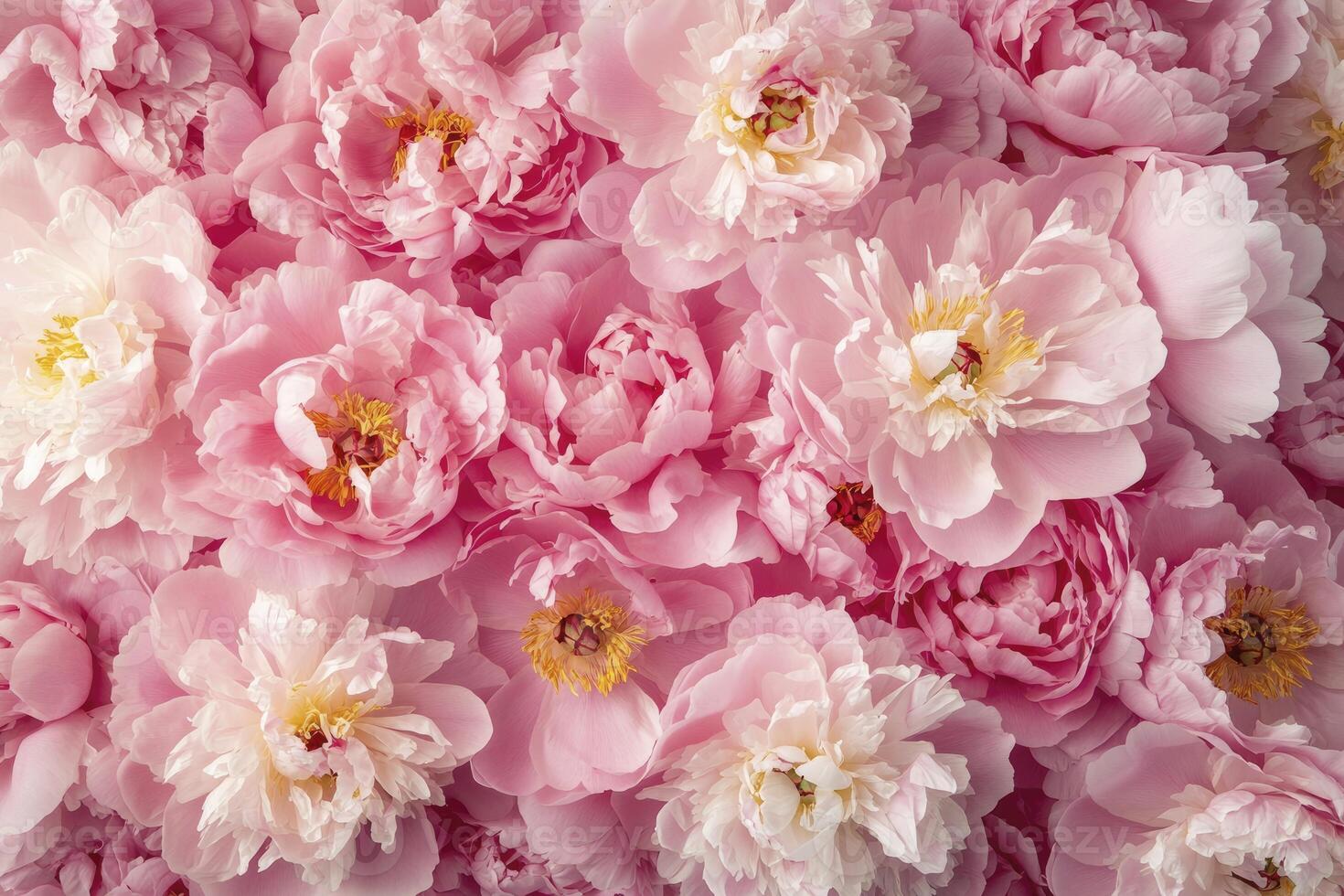 Pink Peony Flower Background Blooming with Delicate Petals and Floral Pattern photo