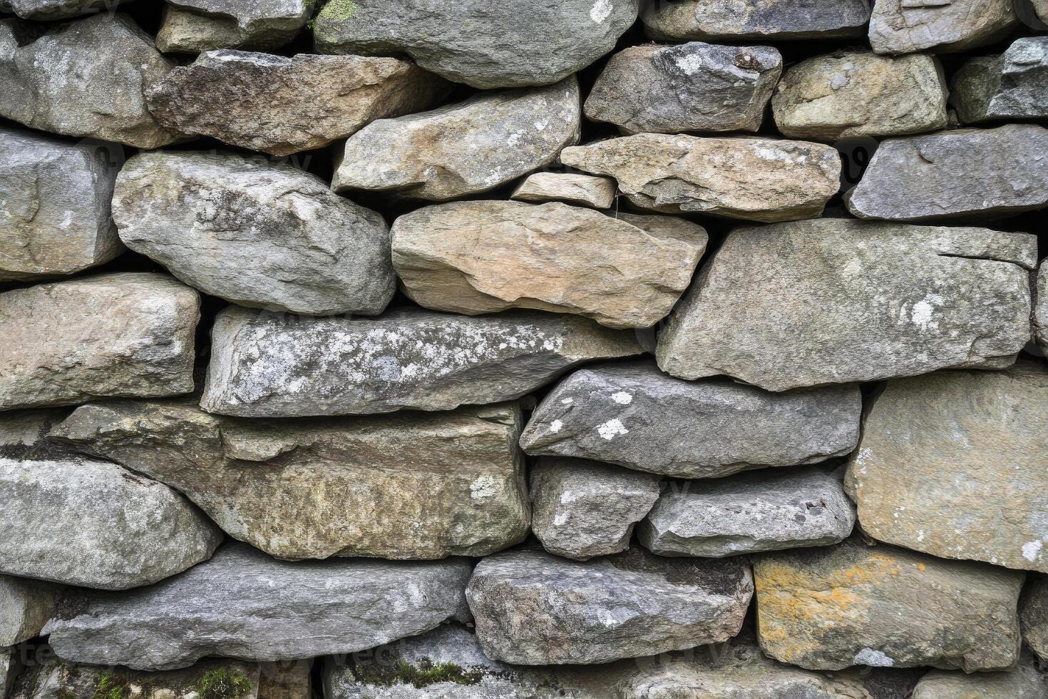Stacked Rock Wall Texture Close-up Rustic Stone Background Material photo