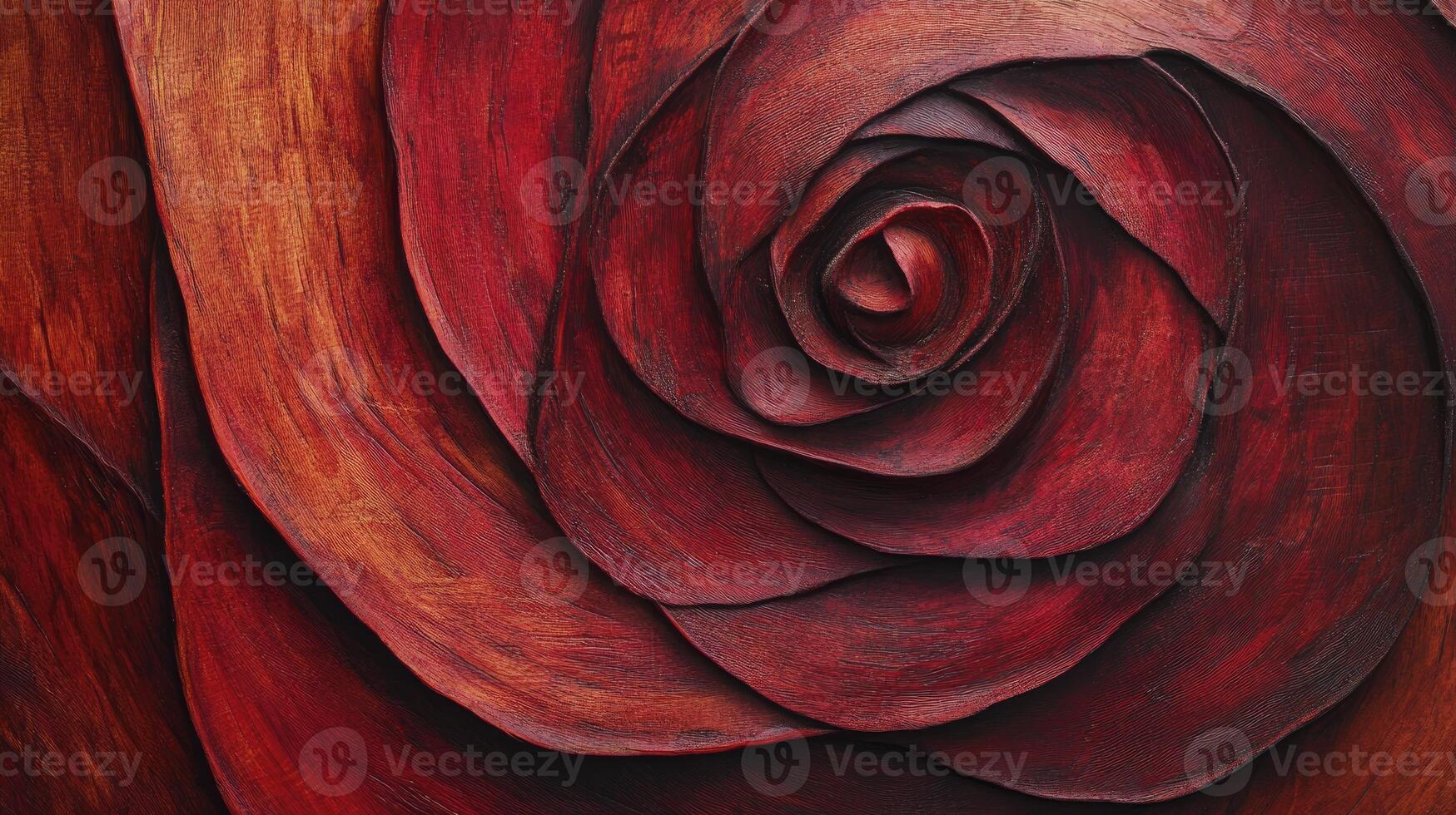 Close-up of Deep Red Rose with Textured Petals and Artistic Impression photo