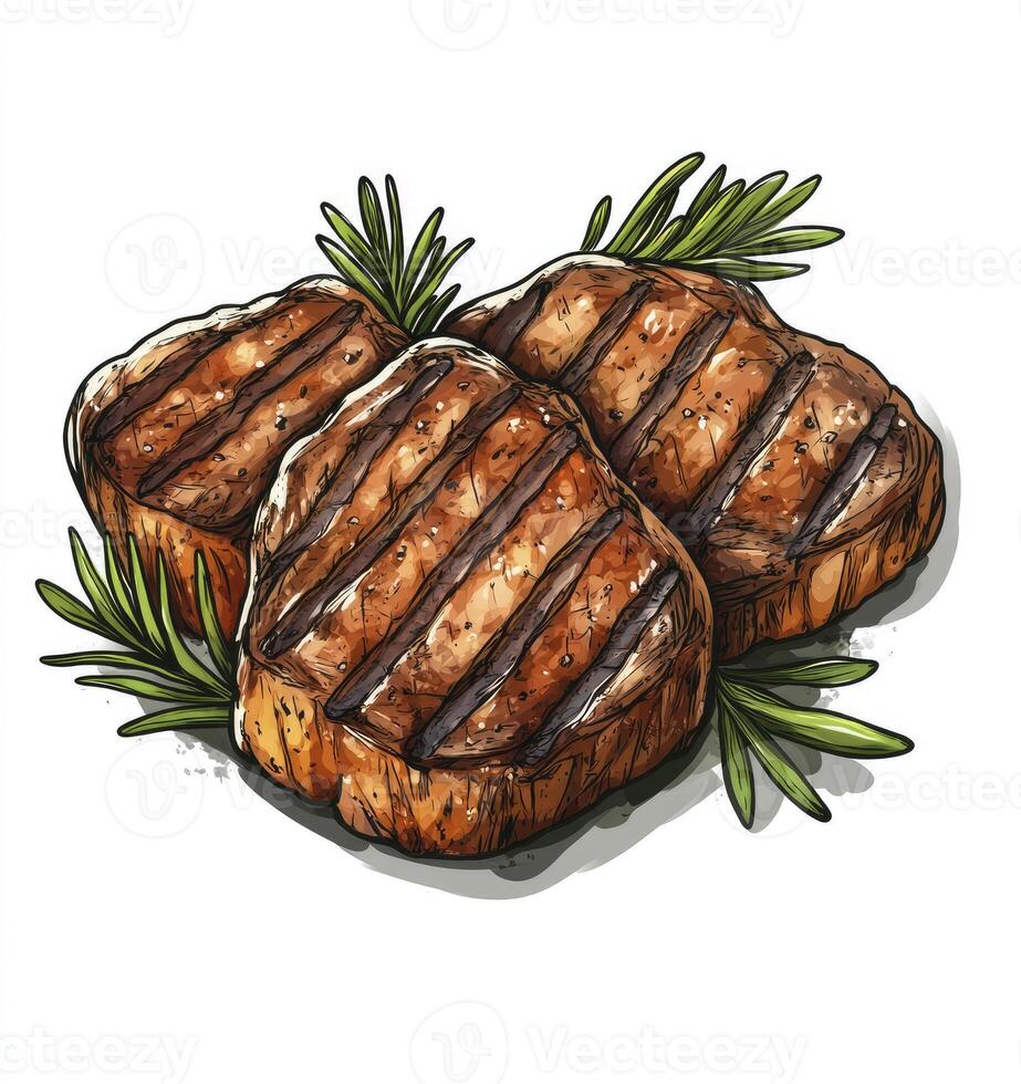 Grilled Beef Medallions with Rosemary a Delicious Food Illustration for Recipe Use photo