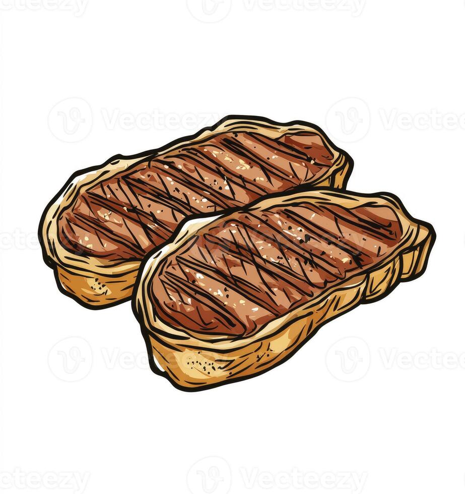 Grilled Steak Illustration Freshly Cooked with Grill Marks and Seasoning photo