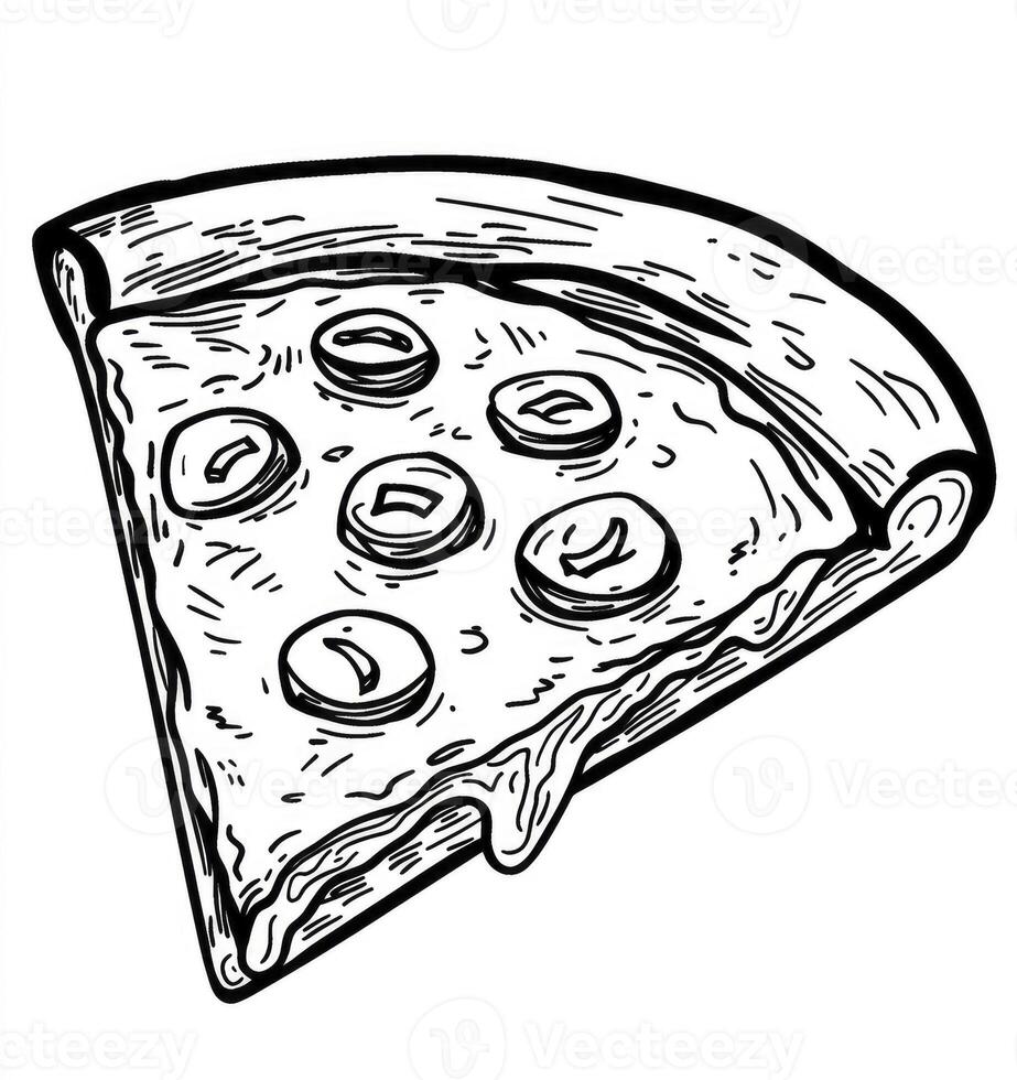 Pizza Slice Illustration with Pepperoni and Cheese Dripping for Food Lovers photo