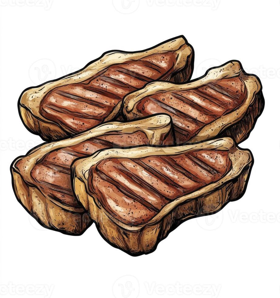 Delicious Grilled Steak Illustration Ready for Summer Barbecue Party photo