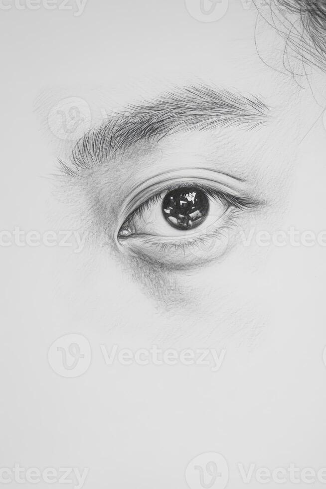 Eye Art Drawing Close Up with Realistic Detail and Reflection photo