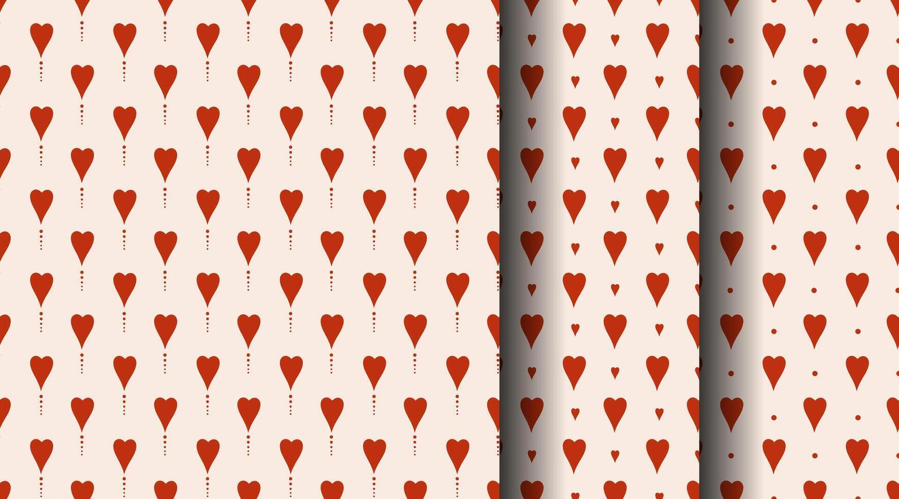 Set of seamless patterns with red hearts. Romantic minimalistic background with small cute hearts for fabric, textile, wrapping, Valentine's day, nursery. vector