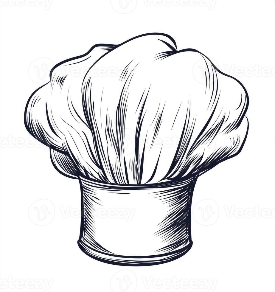 Chef Hat Graphic Sketch Isolated on White for Culinary Designs photo