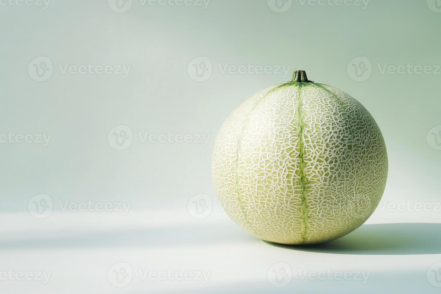 Cantaloupe Melon on Soft Background Displaying Its Distinctive Rind Pattern photo