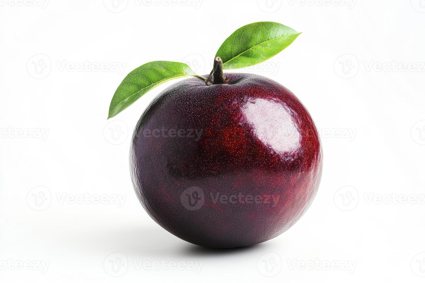 Isolated Star Apple Fruit Still Life with Green Leaves on White photo