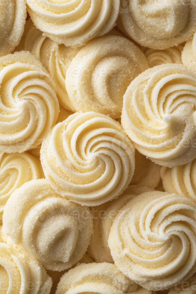 Close-up of Delicious Butter Cookies with Swirl Pattern and Sugar Coating photo