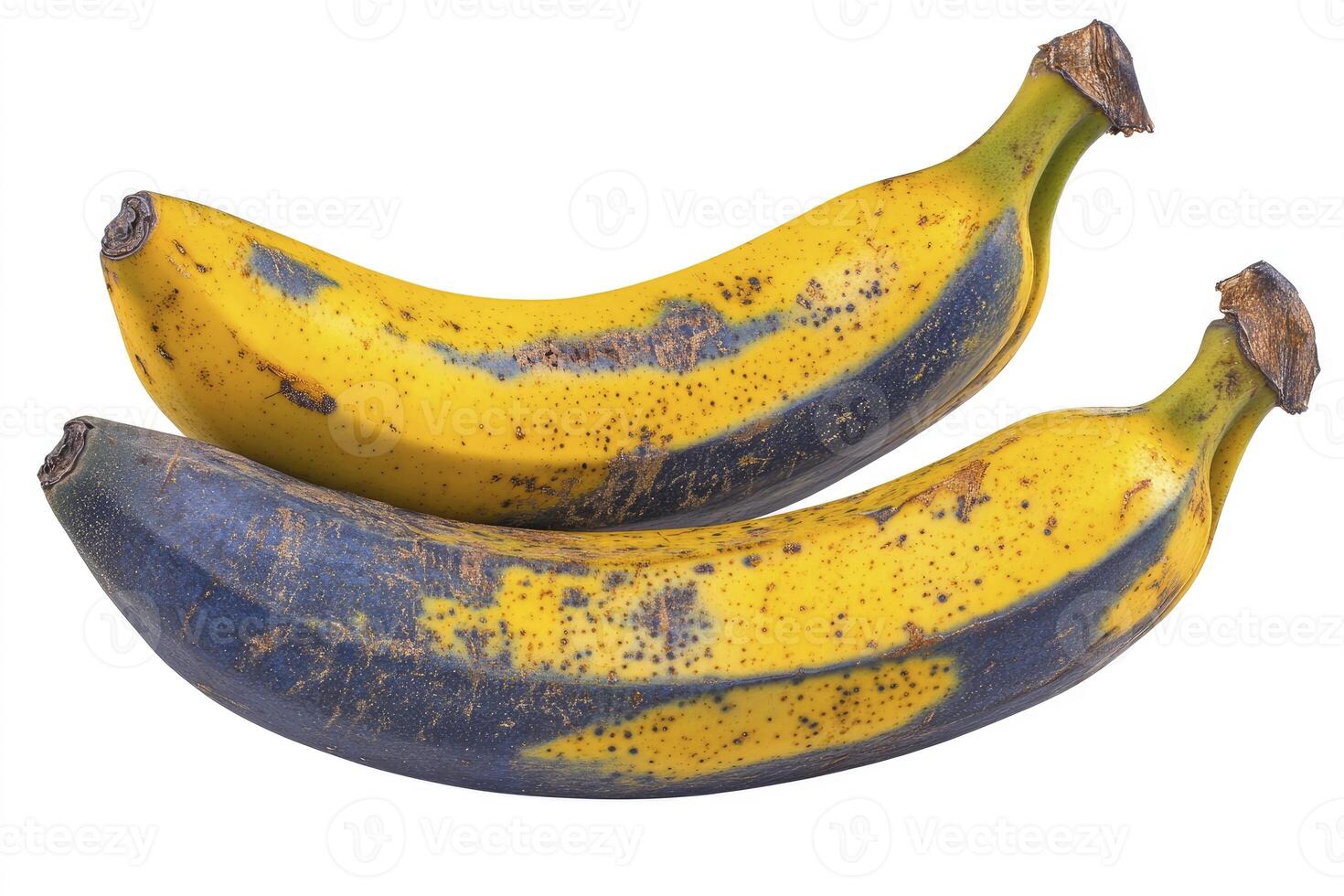 Two Overripe Bananas Isolated on White Background Ready to Be Used photo