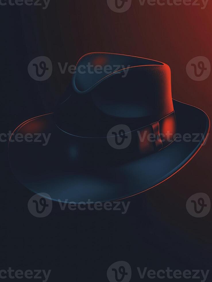 Stylish Fedora Hat Still Life on Dark Background with Red Accent photo