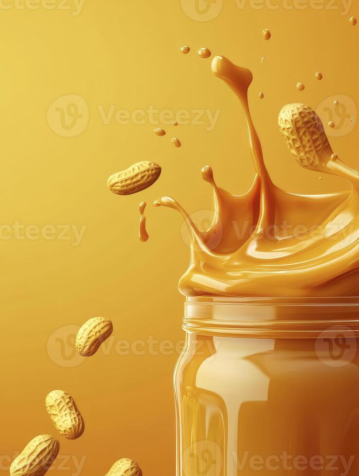 Peanut Butter Splash with Falling Peanuts in a Jar Still Life photo