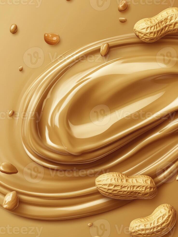 Creamy Peanut Butter Swirl with Scattered Peanuts for Food Concepts photo