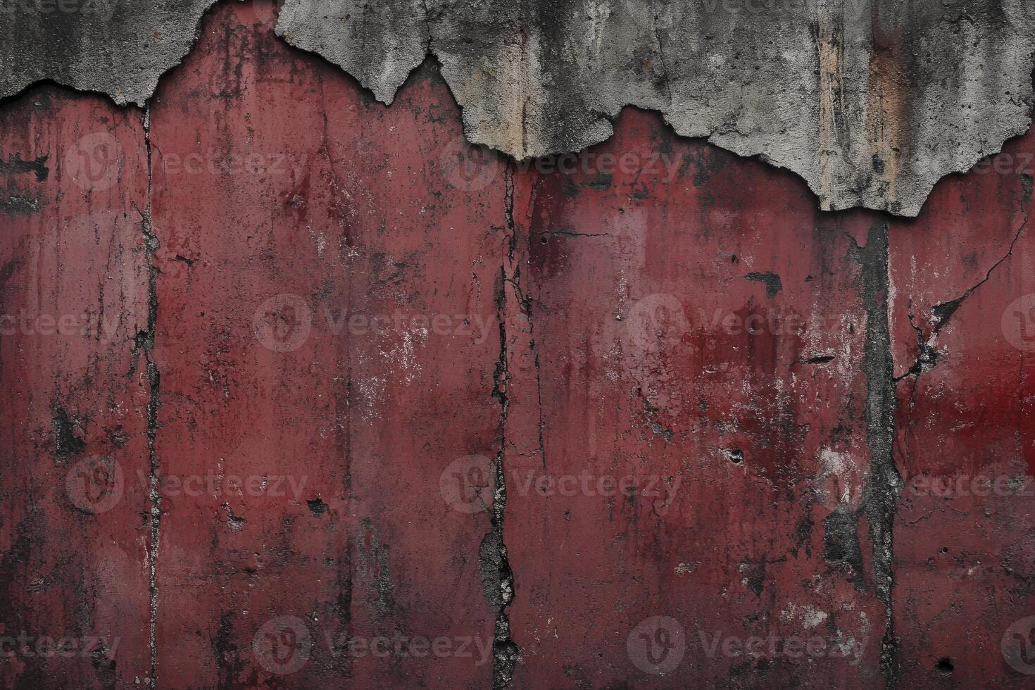Cracked Red Wall with Concrete Damage Texture Background for Design photo