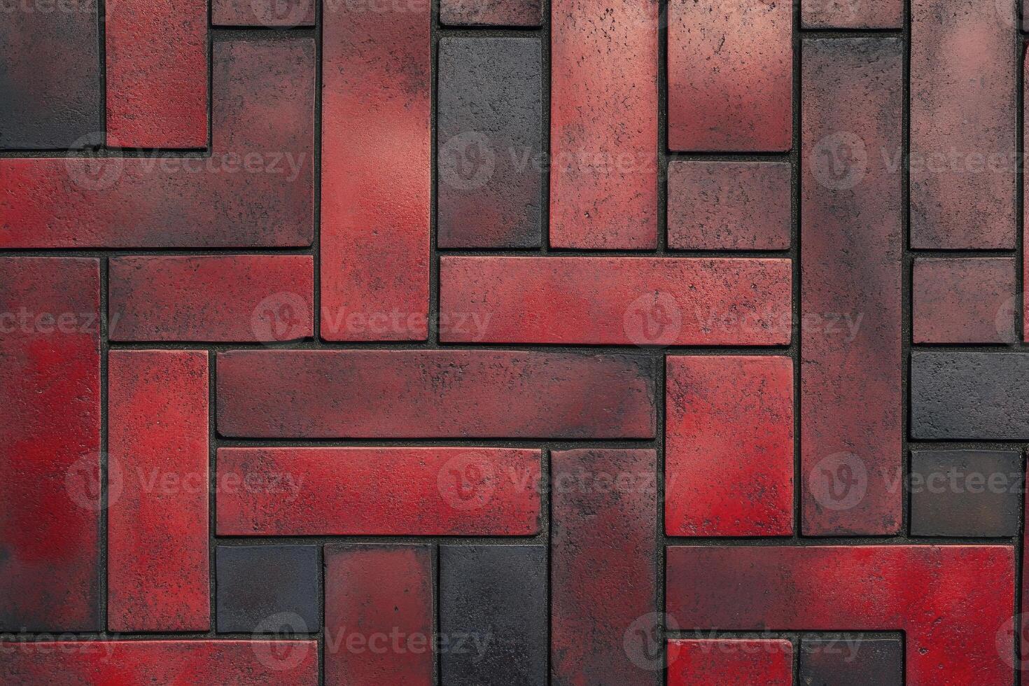 Red Brick Wall Texture Background in Rectangular Pattern Arrangement Design photo