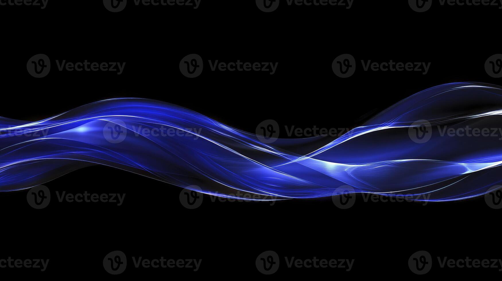 Abstract Blue Wave Flowing Across Dark Background with Light Effects photo