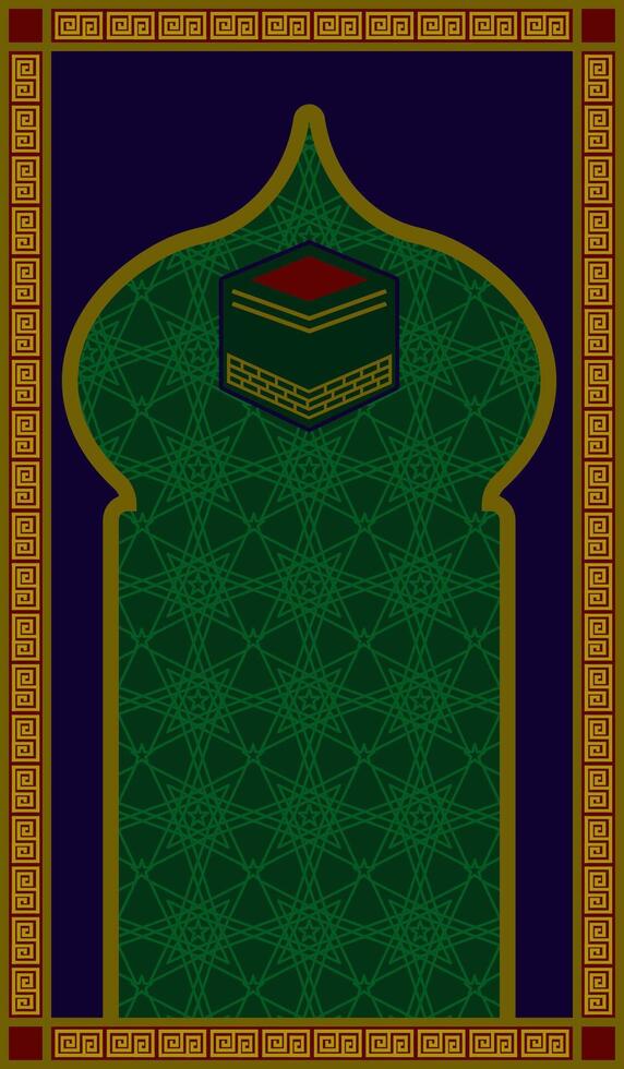 Green Muslim rug in simple style vector