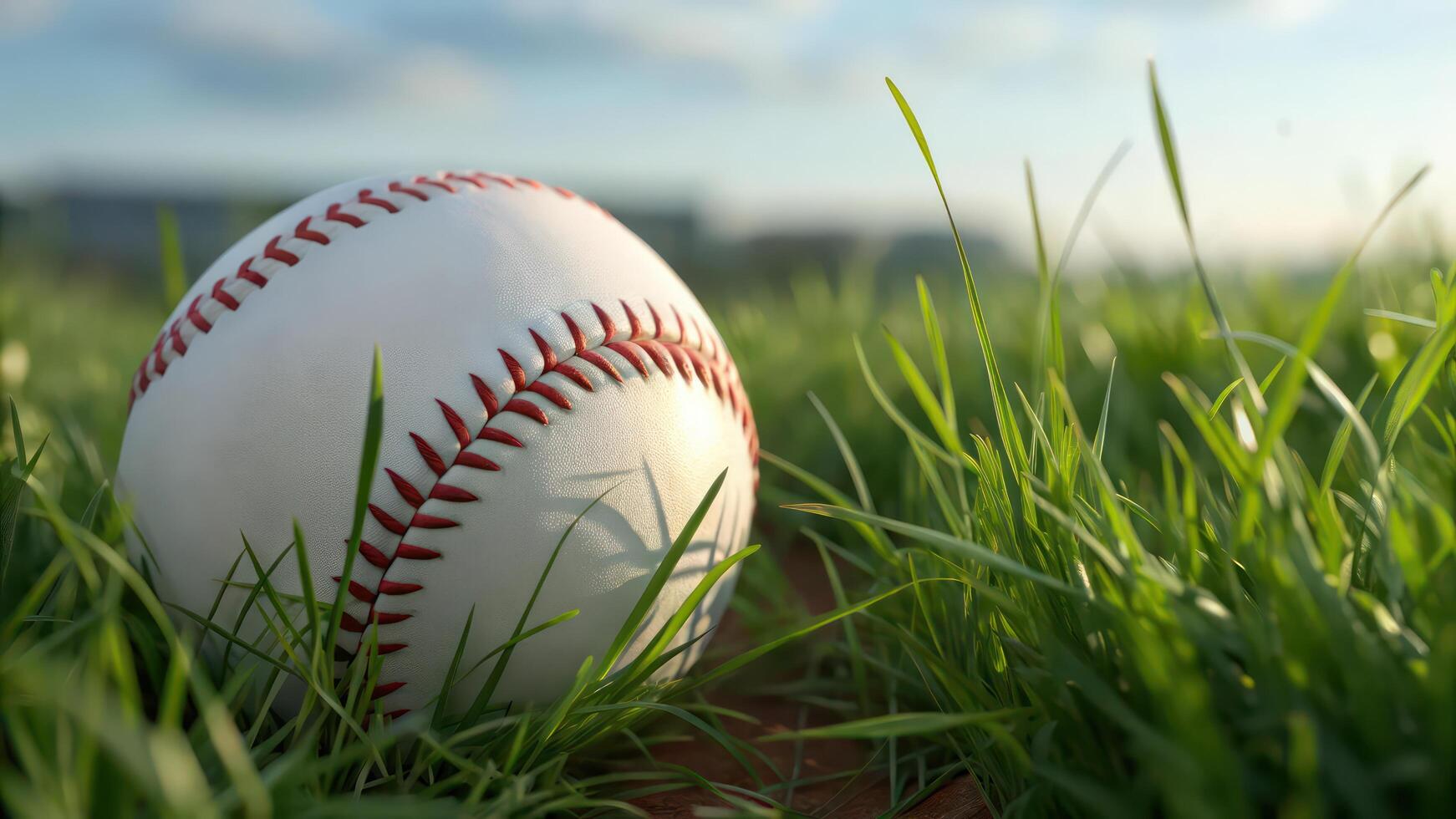 Baseball in the grass photo