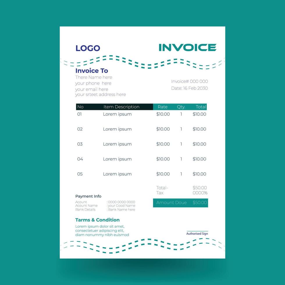 Minimalist clean Corporate Billing Format, Professional Corporate Invoice Template, Business Invoice vector