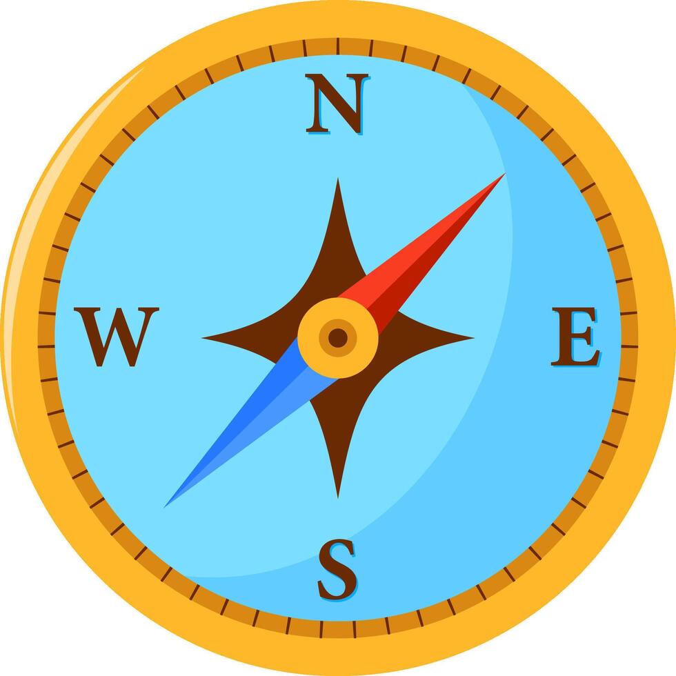 Navigation compass symbol on white background. Terrain orientation or direction. vector