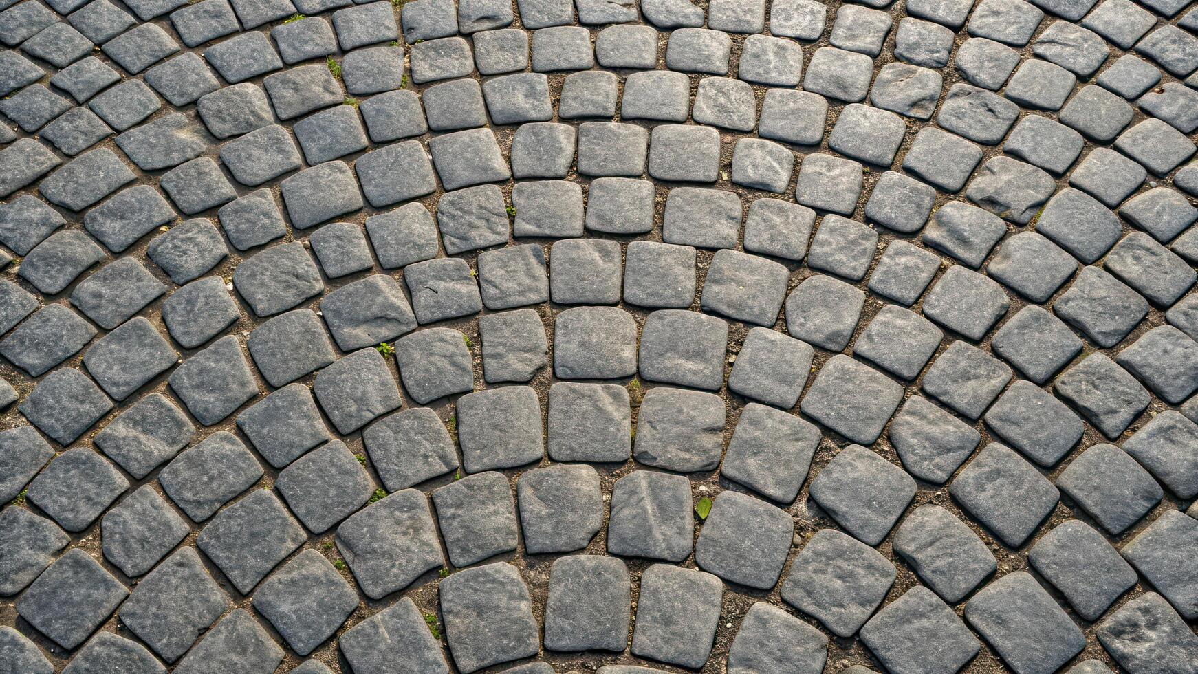 An image of a cobblestone road with a circular pattern photo