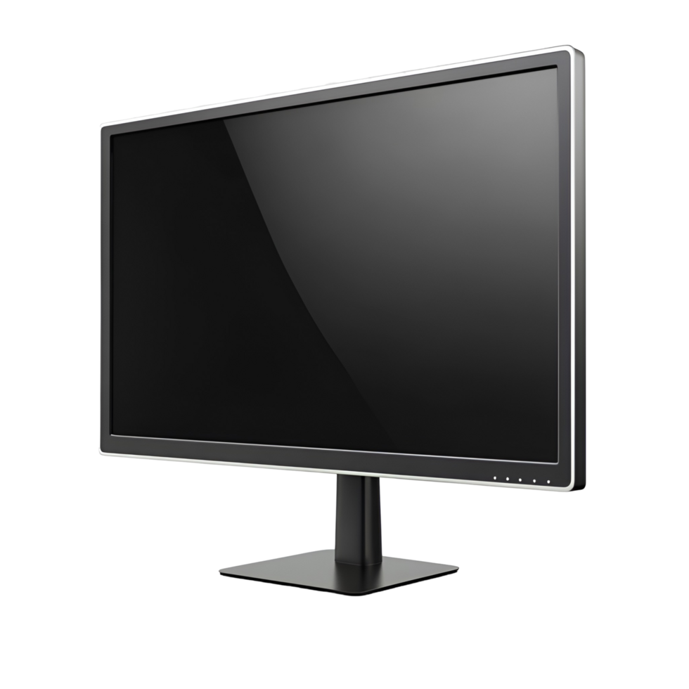 3D Modern PC Monitor With Stand On Transparent Background png