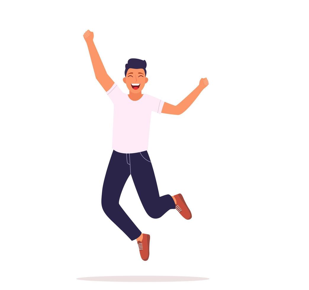 man happy jumping. vector