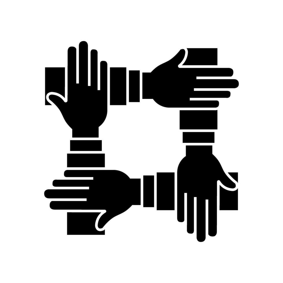 Teamwork concept, hands icon over white background, silhouette style, illustration vector