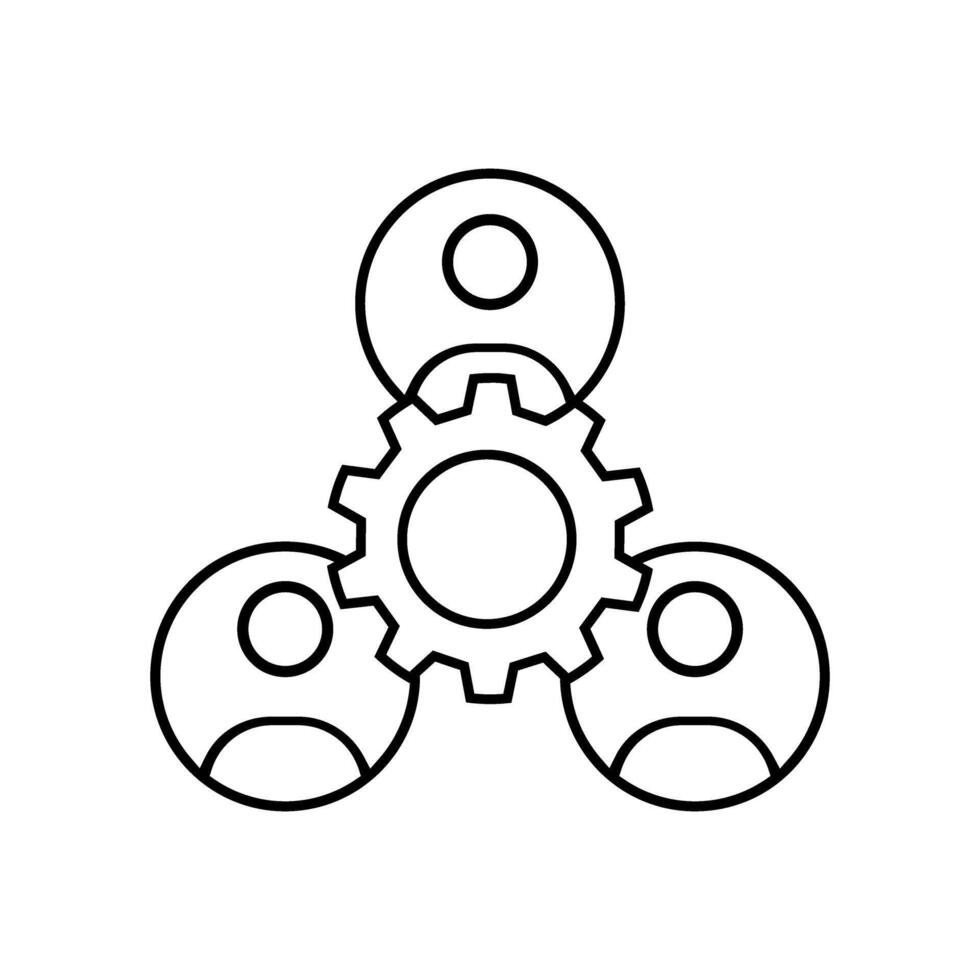 Teamwork concept, gears icon over white background, line style, illustration. vector