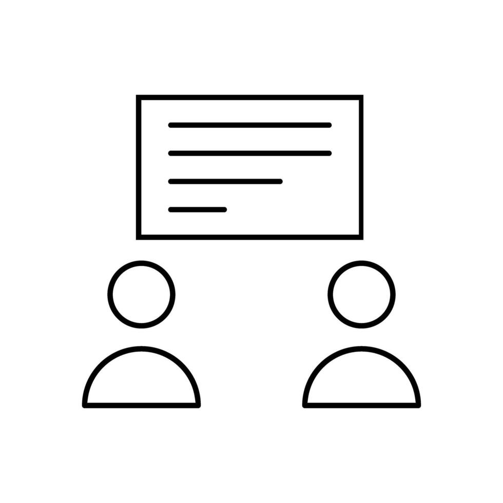 Teamwork concept, meeting icon over white background, line style, illustration vector