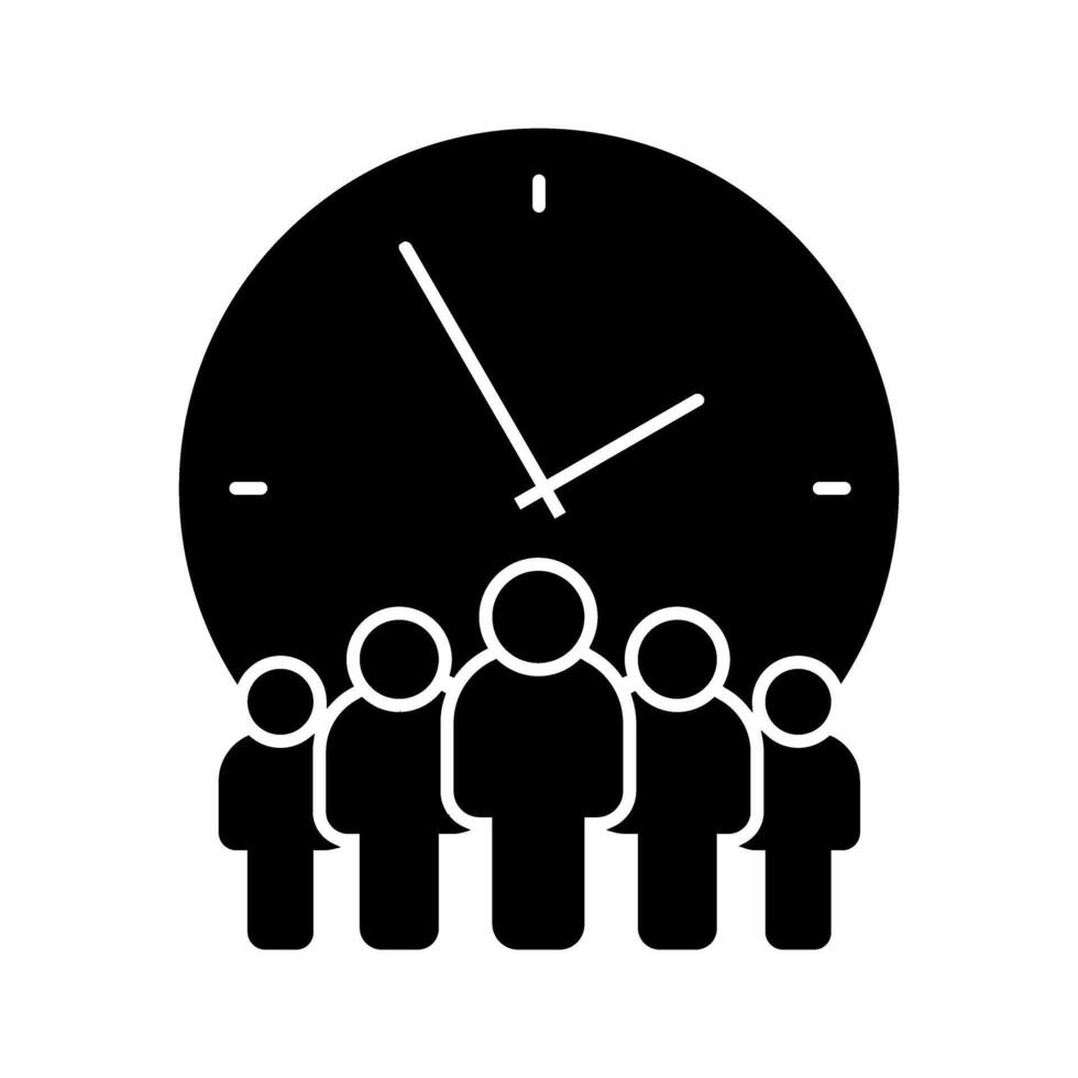 Time management black icon, Teamwork illustration, glyph symbol, flat sign. vector